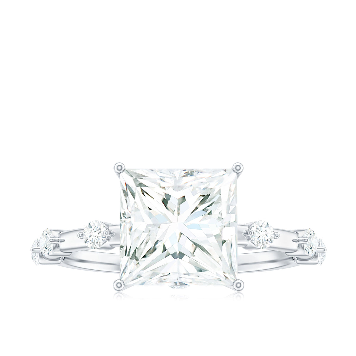 3 Carat Certified Princess Cut Moissanite Solitaire Engagement Ring