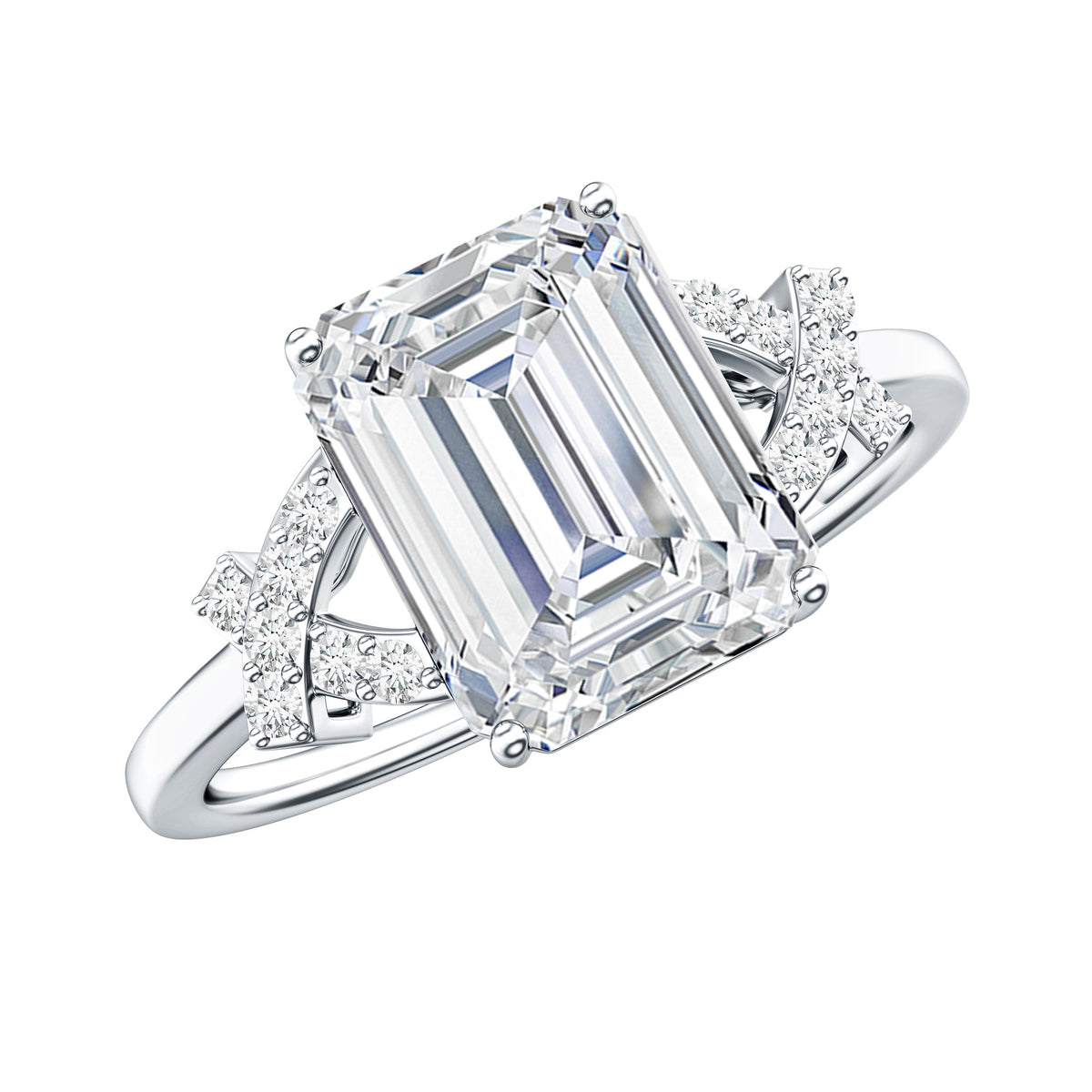 2.8 Carat Emerald Cut Certified Moissanite Solitaire Engagement Ring