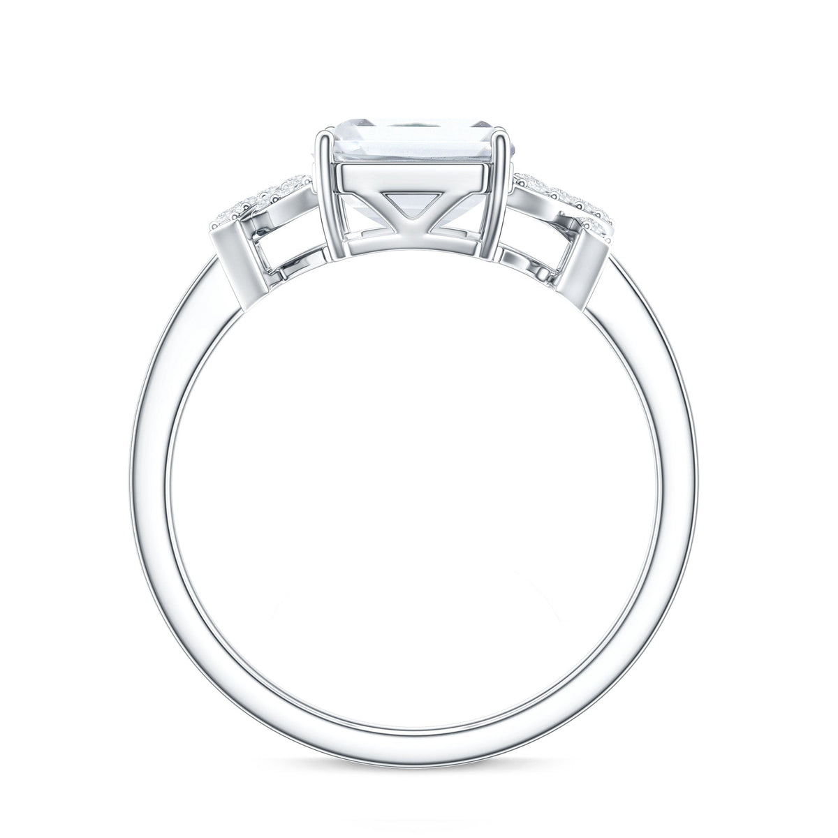 2.8 Carat Emerald Cut Certified Moissanite Solitaire Engagement Ring