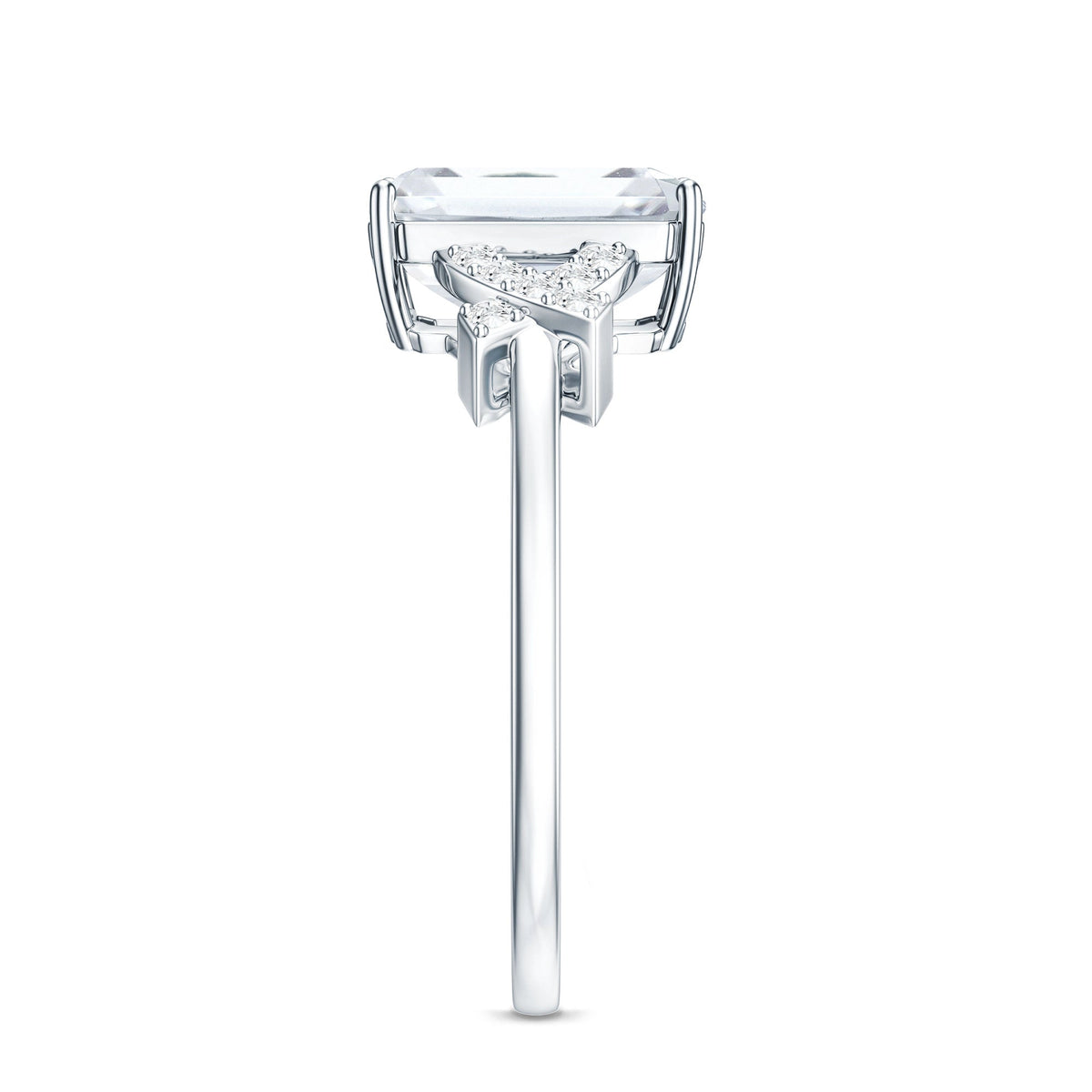 2.8 Carat Emerald Cut Certified Moissanite Solitaire Engagement Ring
