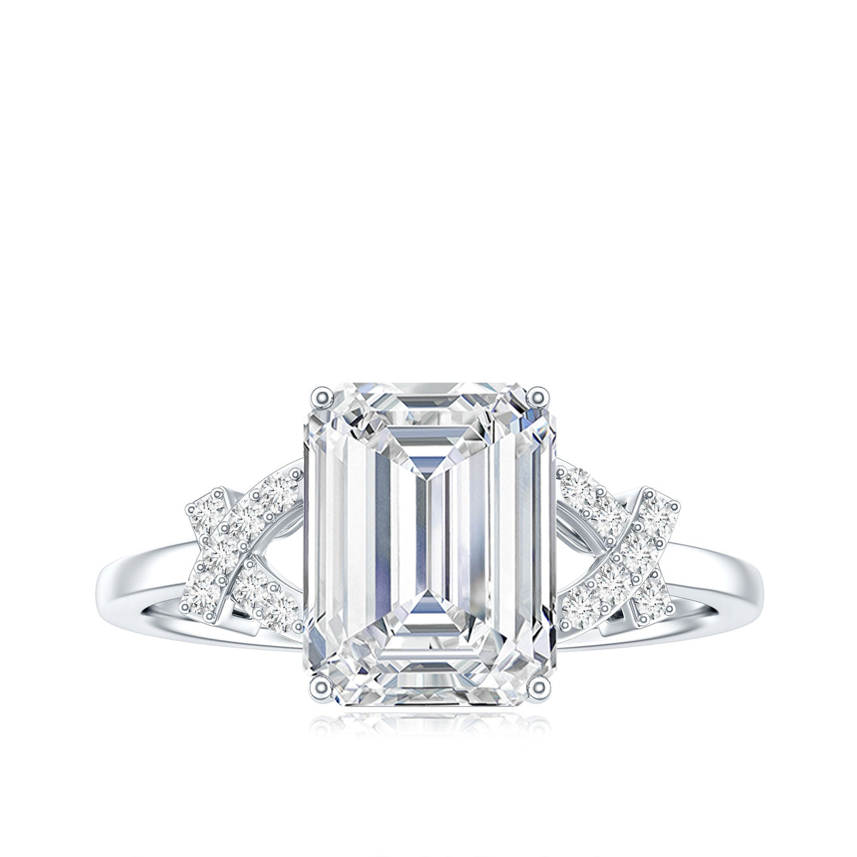 2.8 Carat Emerald Cut Certified Moissanite Solitaire Engagement Ring