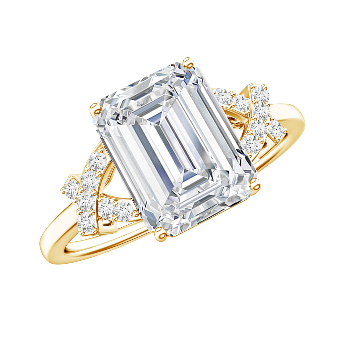 2.8 Carat Emerald Cut Certified Moissanite Solitaire Engagement Ring