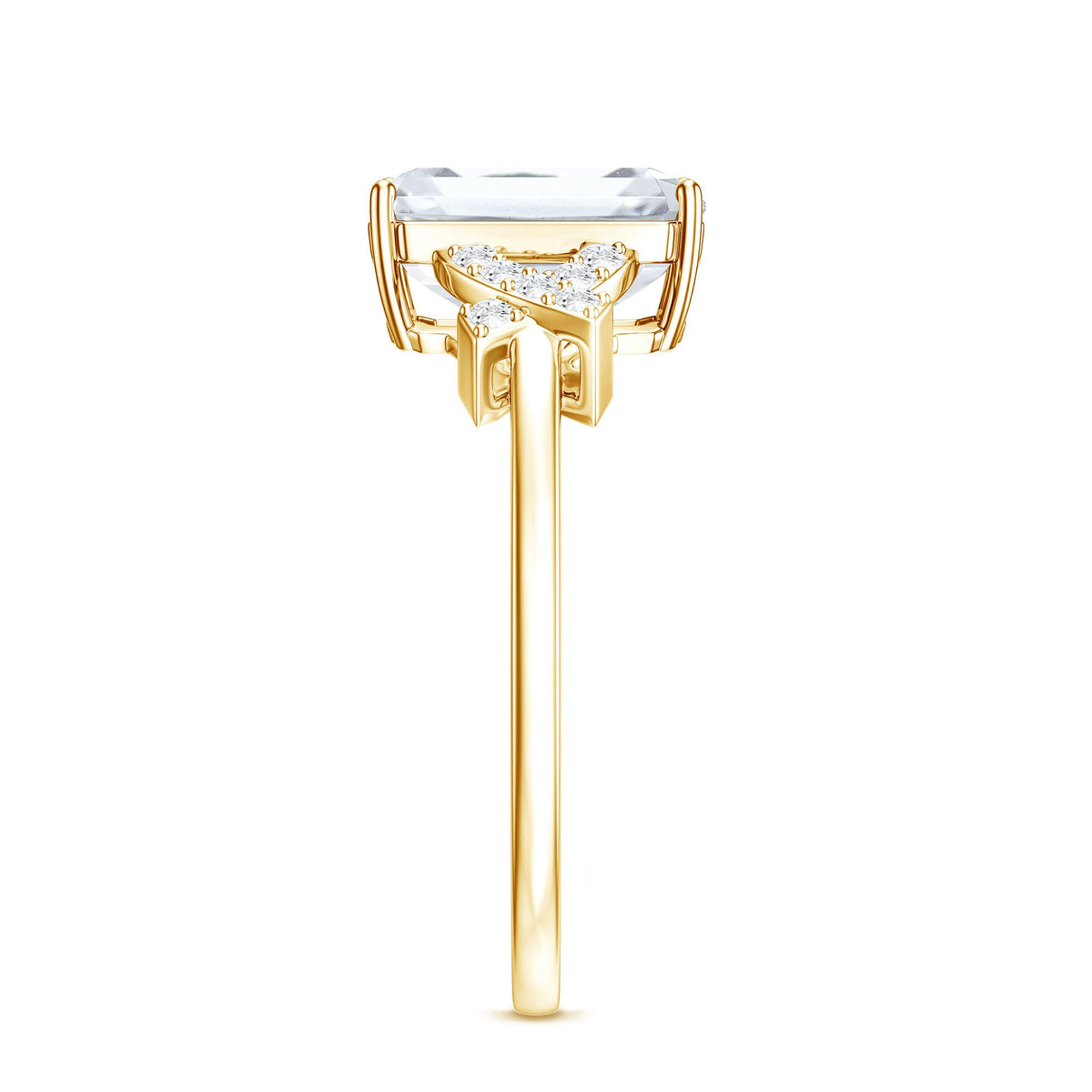 2.8 Carat Emerald Cut Certified Moissanite Solitaire Engagement Ring