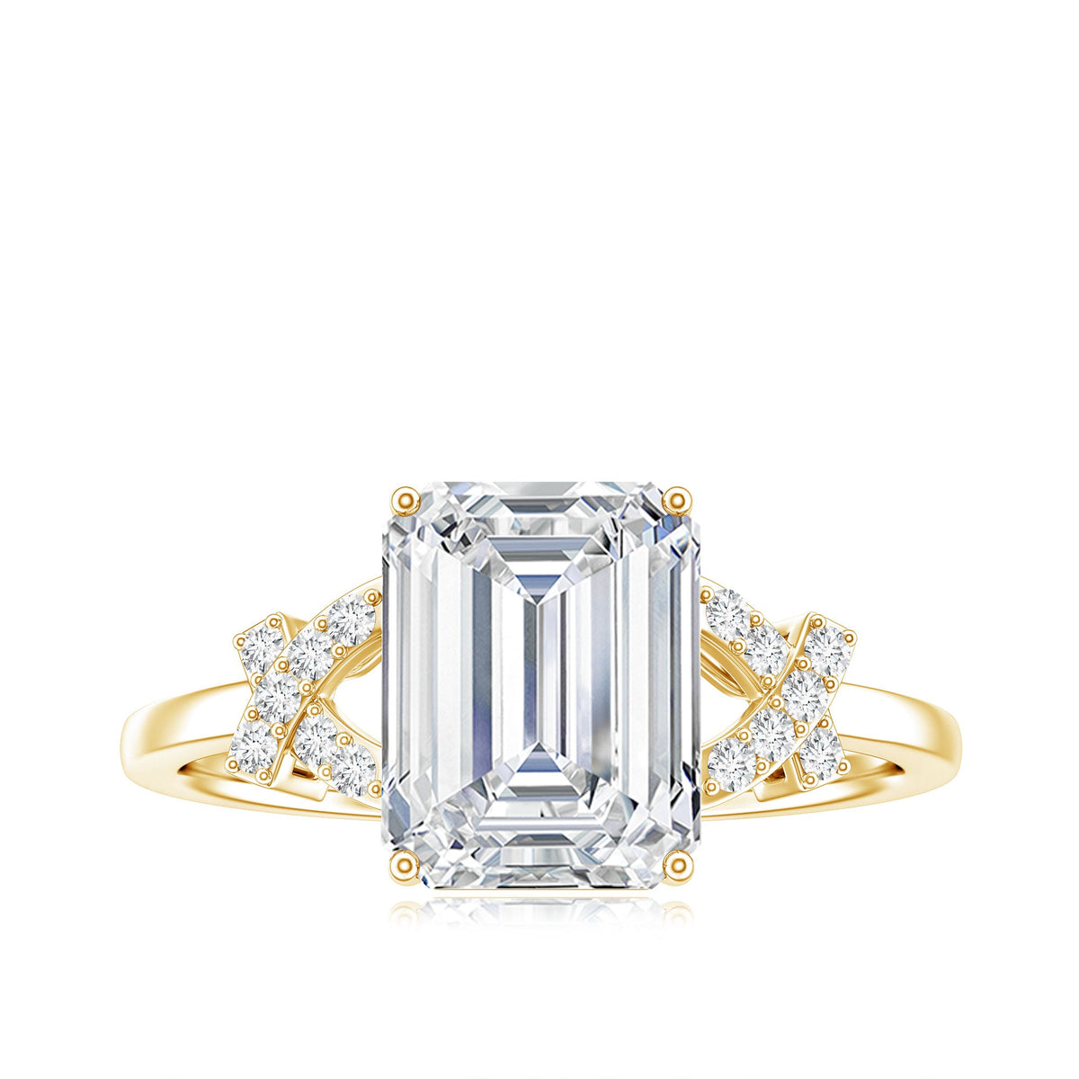2.8 Carat Emerald Cut Certified Moissanite Solitaire Engagement Ring