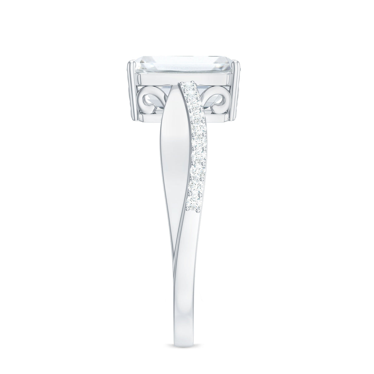 2.8 Carat Emerald Cut Moissanite Solitaire Classic Engagement Ring