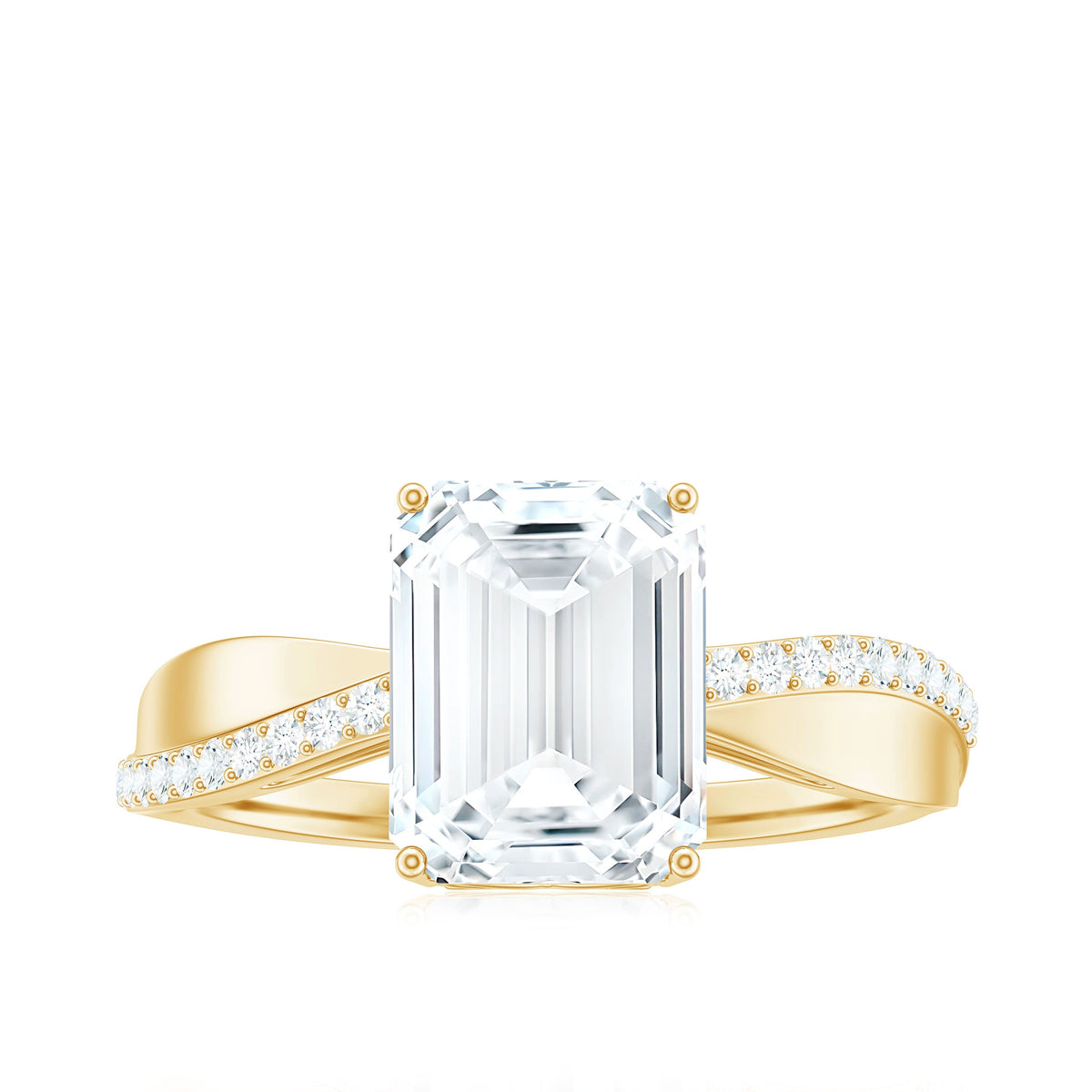 2.8 Carat Emerald Cut Moissanite Solitaire Classic Engagement Ring