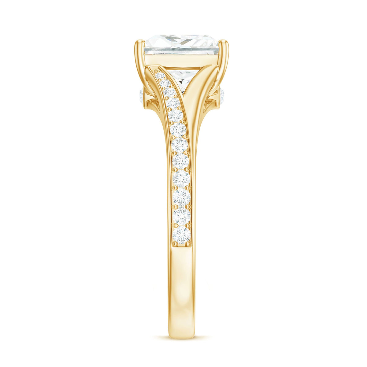 3 Carat Princess Cut Moissanite Solitaire Engagement Ring with Split Shank