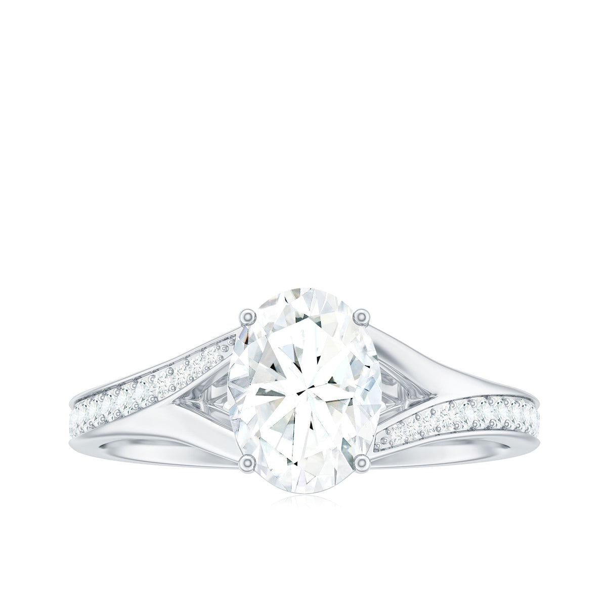 1.2 Carat Oval Cut Moissanite Solitaire Engagement Ring with Split Shank