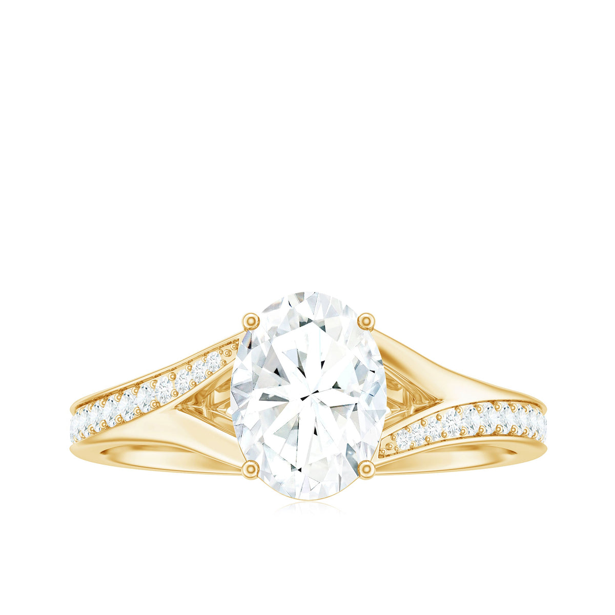 1.2 Carat Oval Cut Moissanite Solitaire Engagement Ring with Split Shank