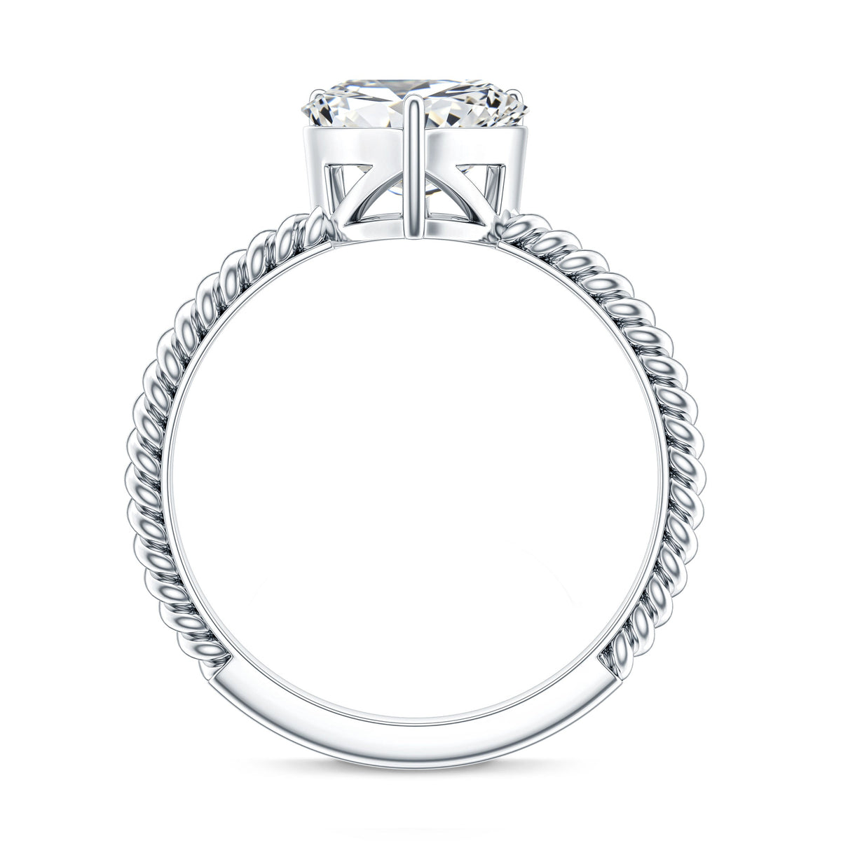 2 Carat Moissanite Engagement Ring with Twisted Rope Shank