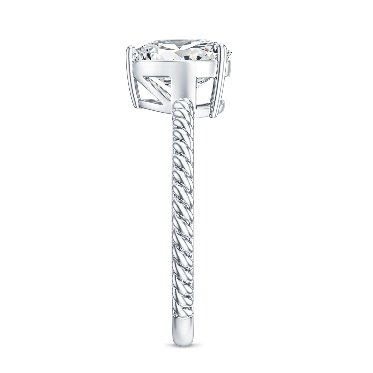 2 Carat Moissanite Engagement Ring with Twisted Rope Shank