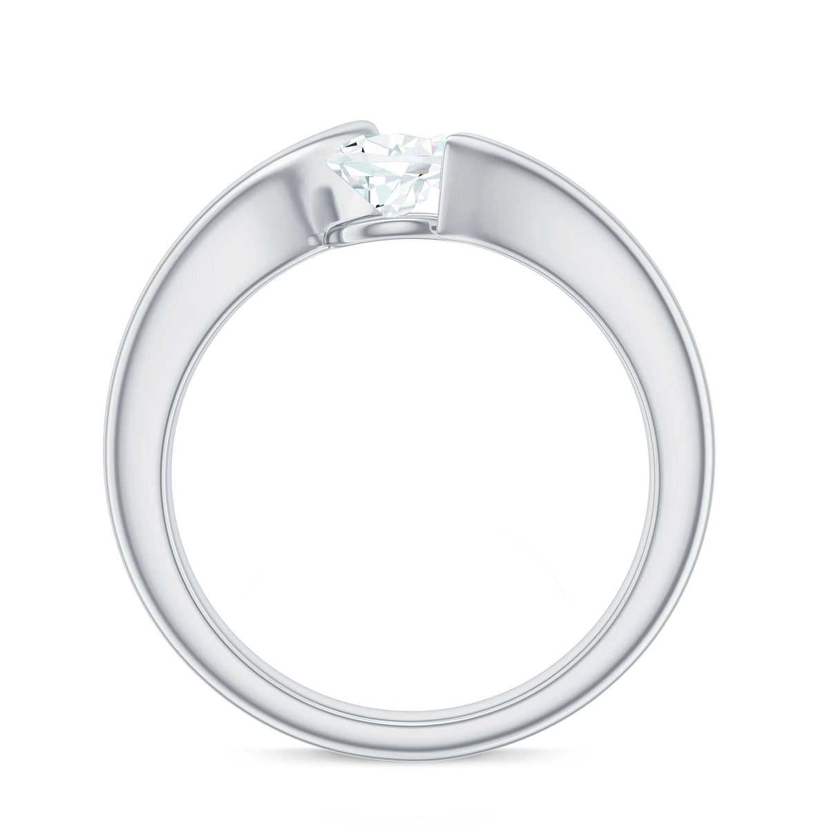 0.7 Carat Pear Cut Moissanite Solitaire Ring with Bypass Shank