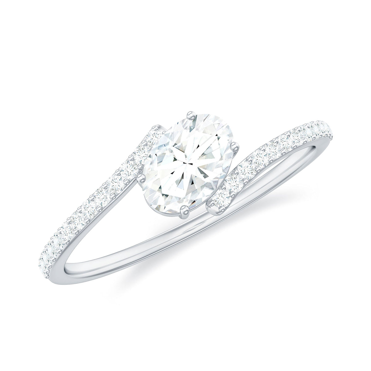 0.4 Carat Oval Cut Moissanite East West Promise Ring