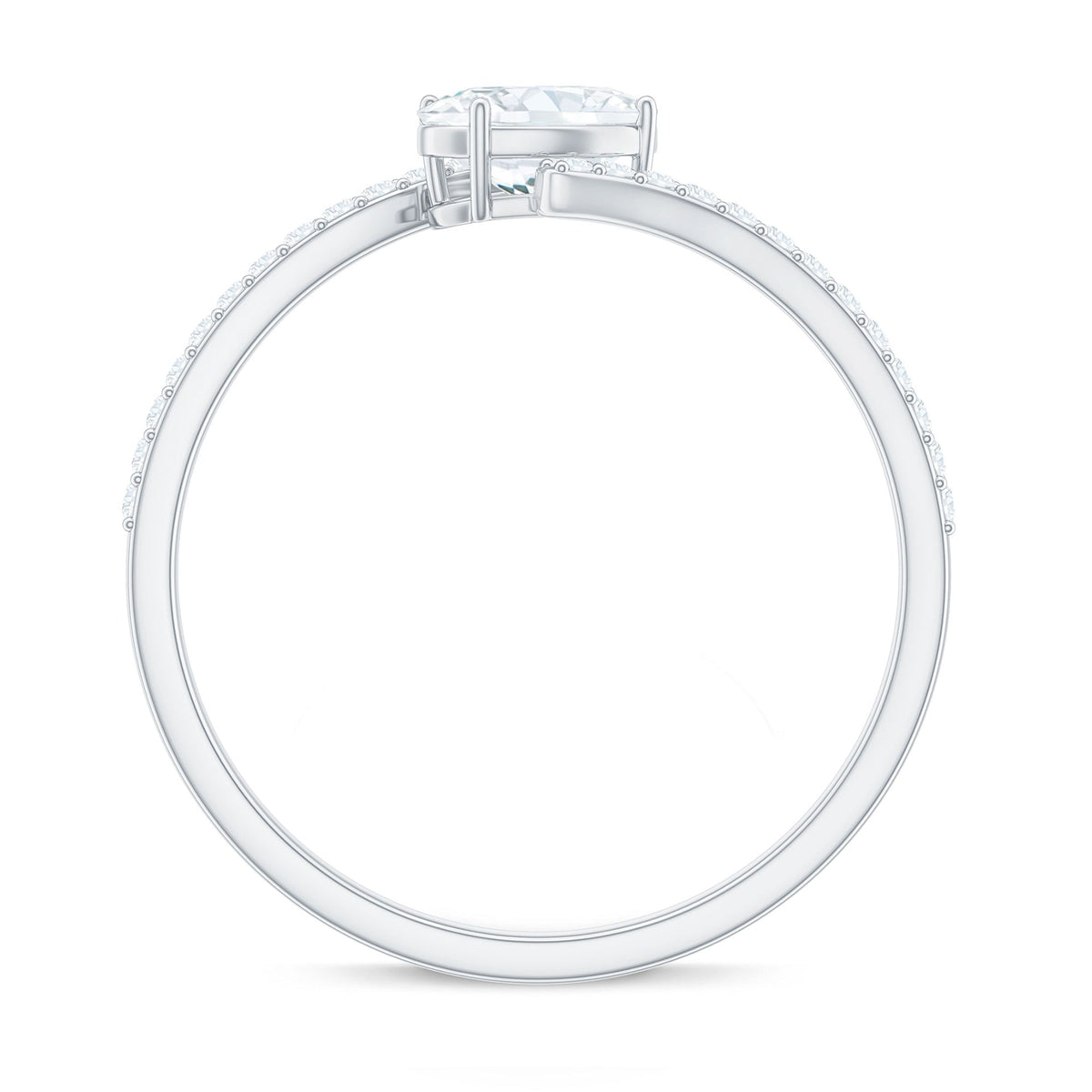 0.4 Carat Oval Cut Moissanite East West Promise Ring