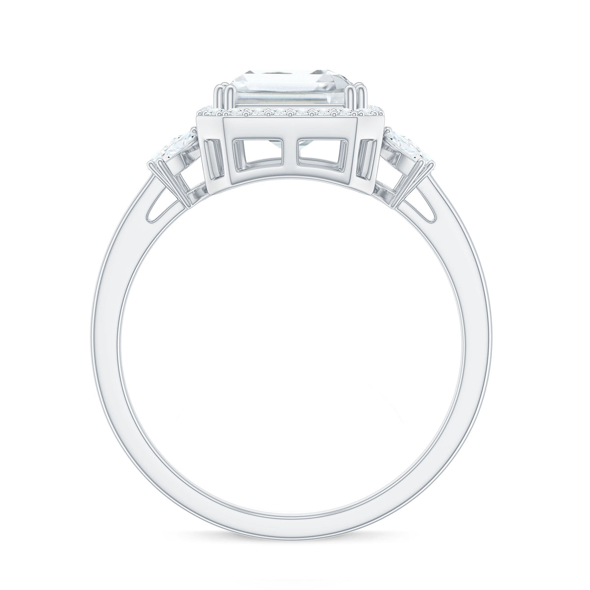 2.8 Carat Emerald Cut Certified Moissanite Statement Engagement Ring