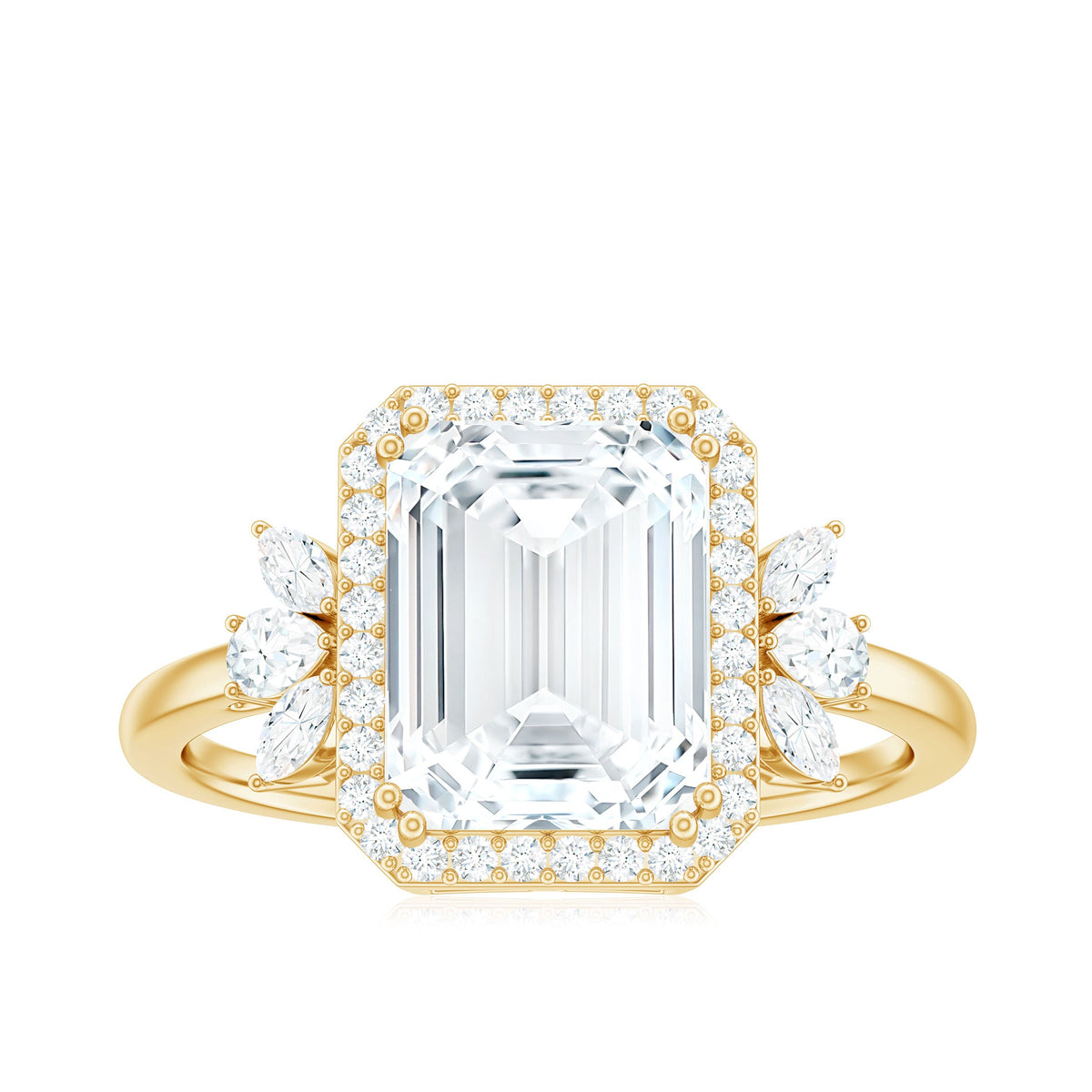 2.8 Carat Emerald Cut Certified Moissanite Statement Engagement Ring