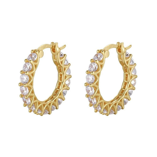 Radiant Glamour Huggie Hoop Earrings Embellished with Sparkling Cubic Zirconia
