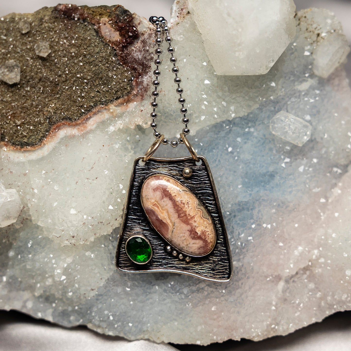 Rhodochrosite On 925 Silver Pendant