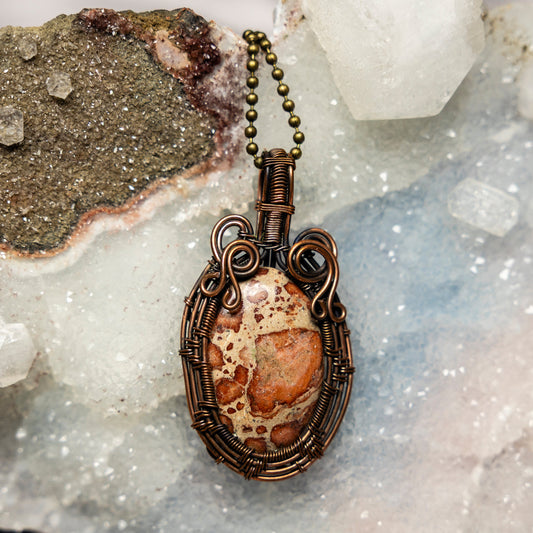 Rhyolite Wire Wrap Crystal Pendant