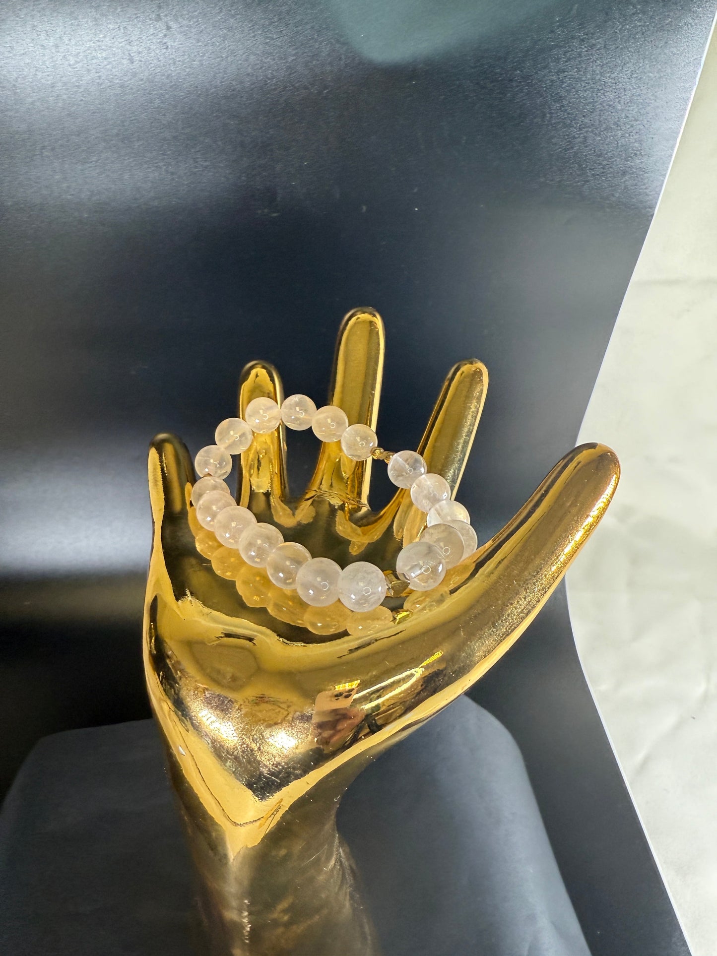 Natural Rose Quartz Handmade Bracelet with 14K GF Detail