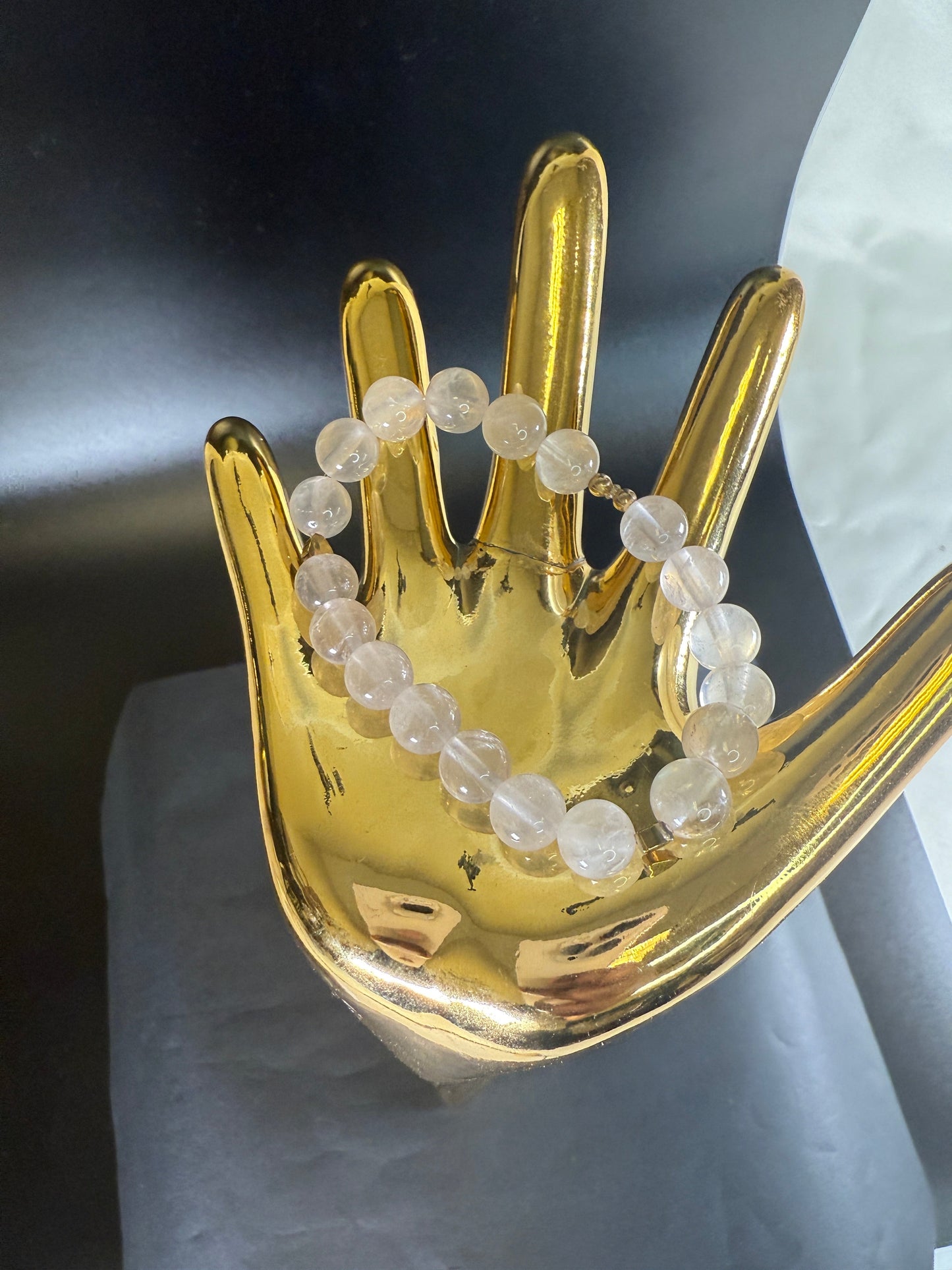 Natural Rose Quartz Handmade Bracelet with 14K GF Detail