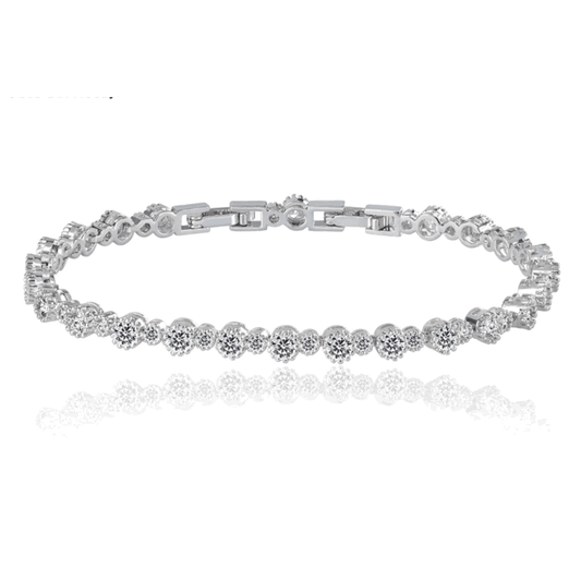 Round Cut Cubic Zirconia Tennis Bracelet with Round Cut Cubic Zirconia