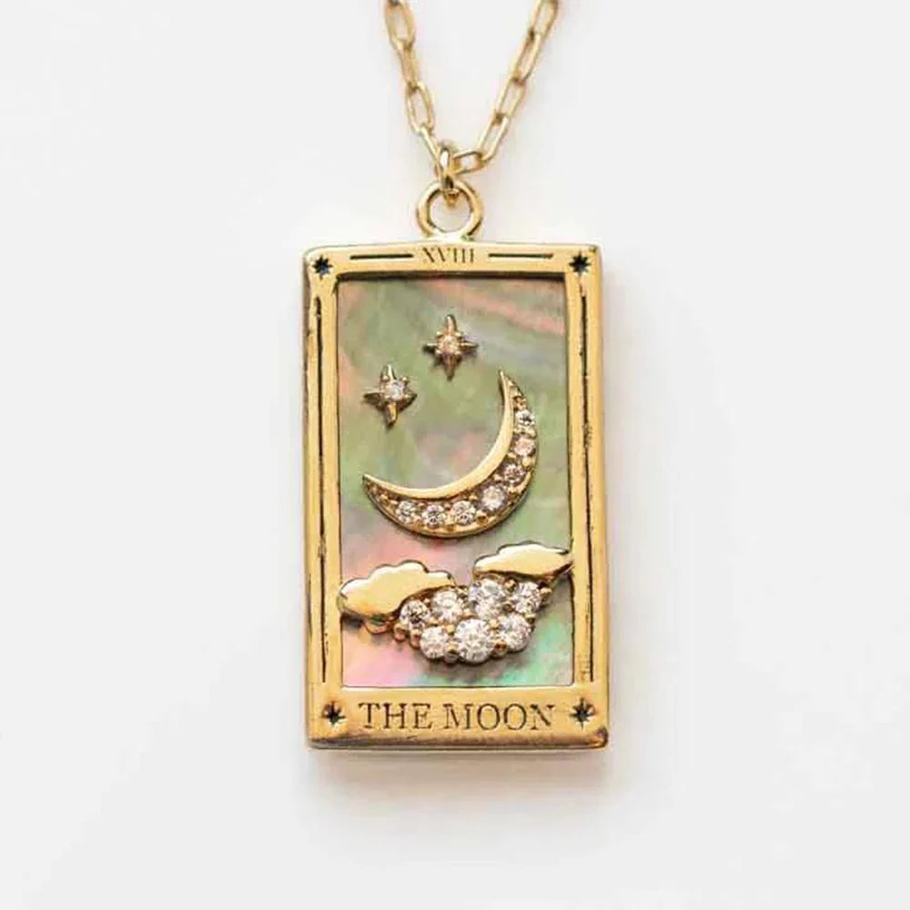 1Pcs Necklace Creative Pendant Tarot Card Elements Sun Star Moon Knight Necklace Pendant Fashion Trendy Accessories