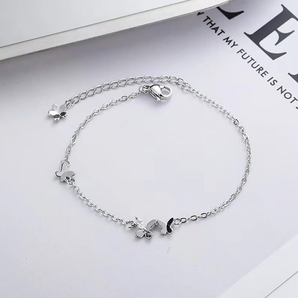 925 Silver Butterfly Bracelet Women's Fashion Temperament Flower Adjustable Bracelet