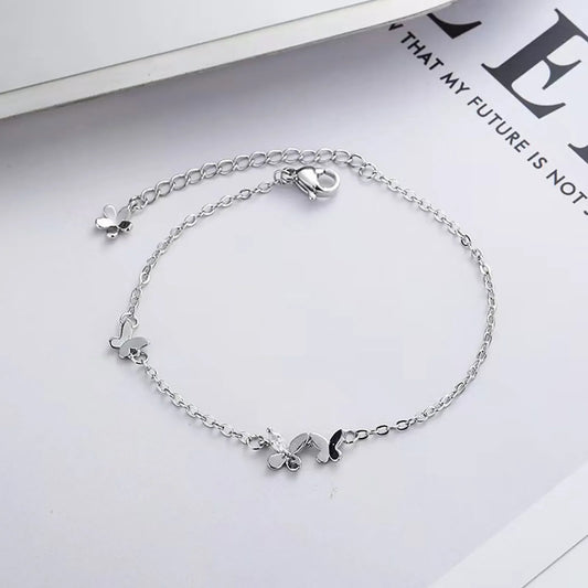 925 Silver Butterfly Bracelet Women's Fashion Temperament Flower Adjustable Bracelet
