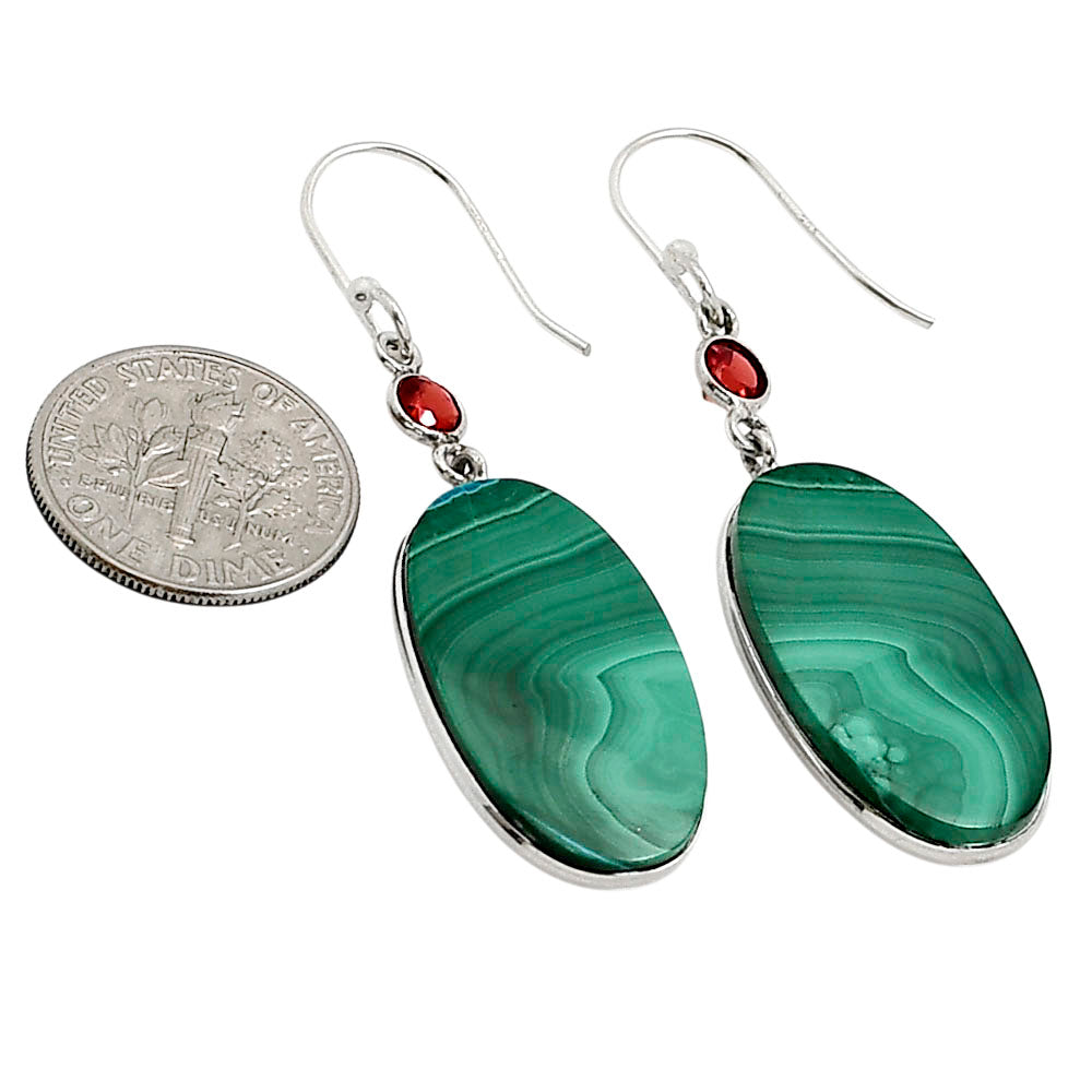 Malachite Eye and Garnet Earrings E-1002 SDE90948