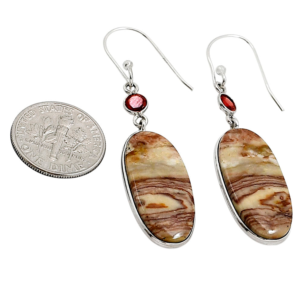 Wave Dolomite and Garnet Earrings E-1002 SDE90981