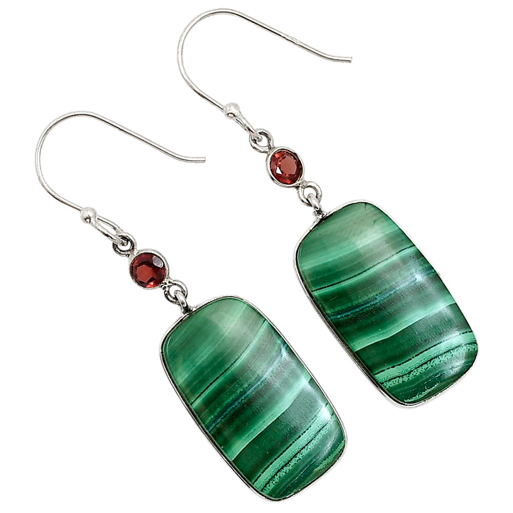 Malachite Eye and Garnet Earrings E-1002 SDE91028