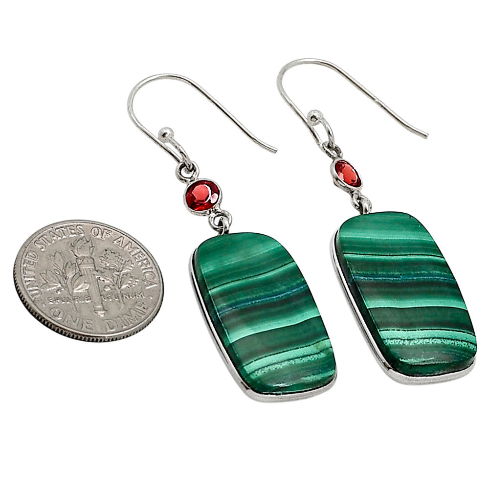 Malachite Eye and Garnet Earrings E-1002 SDE91028