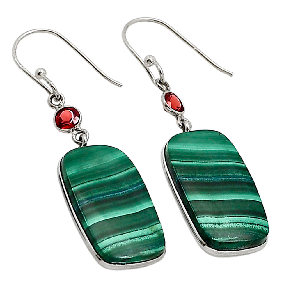 Malachite Eye and Garnet Earrings E-1002 SDE91028