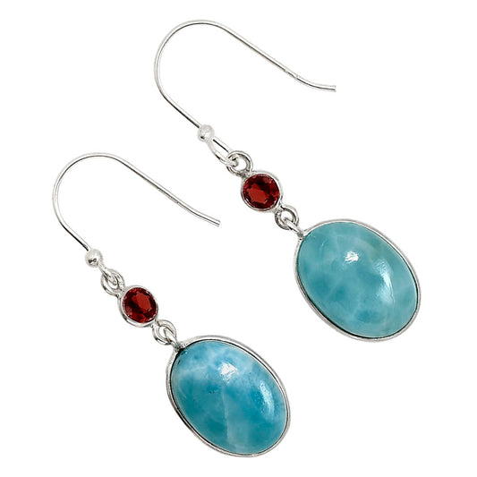 Larimar (Dominican Republic) and Garnet Earrings E-1002 SDE91614