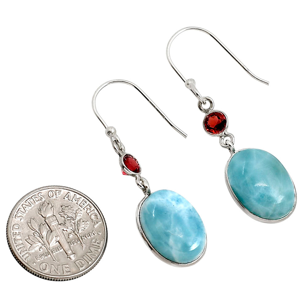 Larimar (Dominican Republic) and Garnet Earrings E-1002 SDE91614