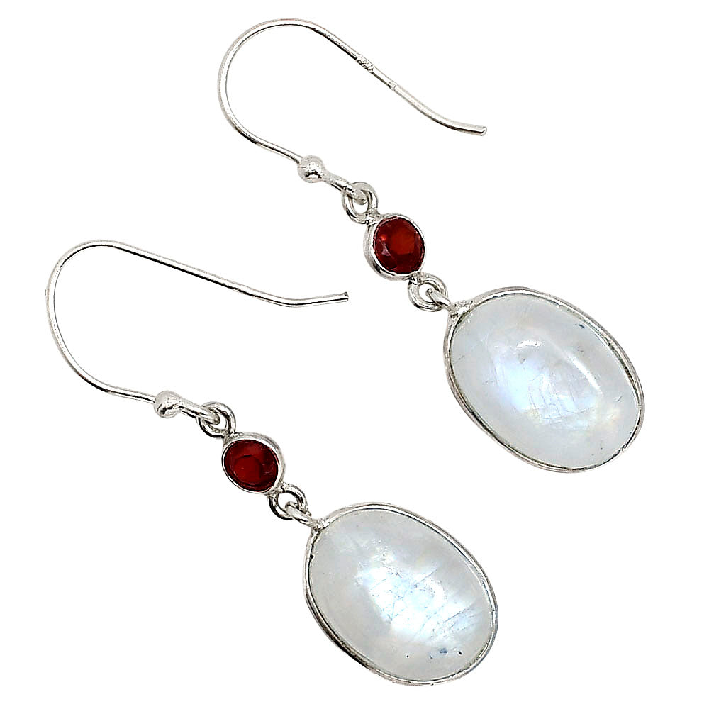 Rainbow Moonstone and Garnet Earrings E-1002 SDE91621