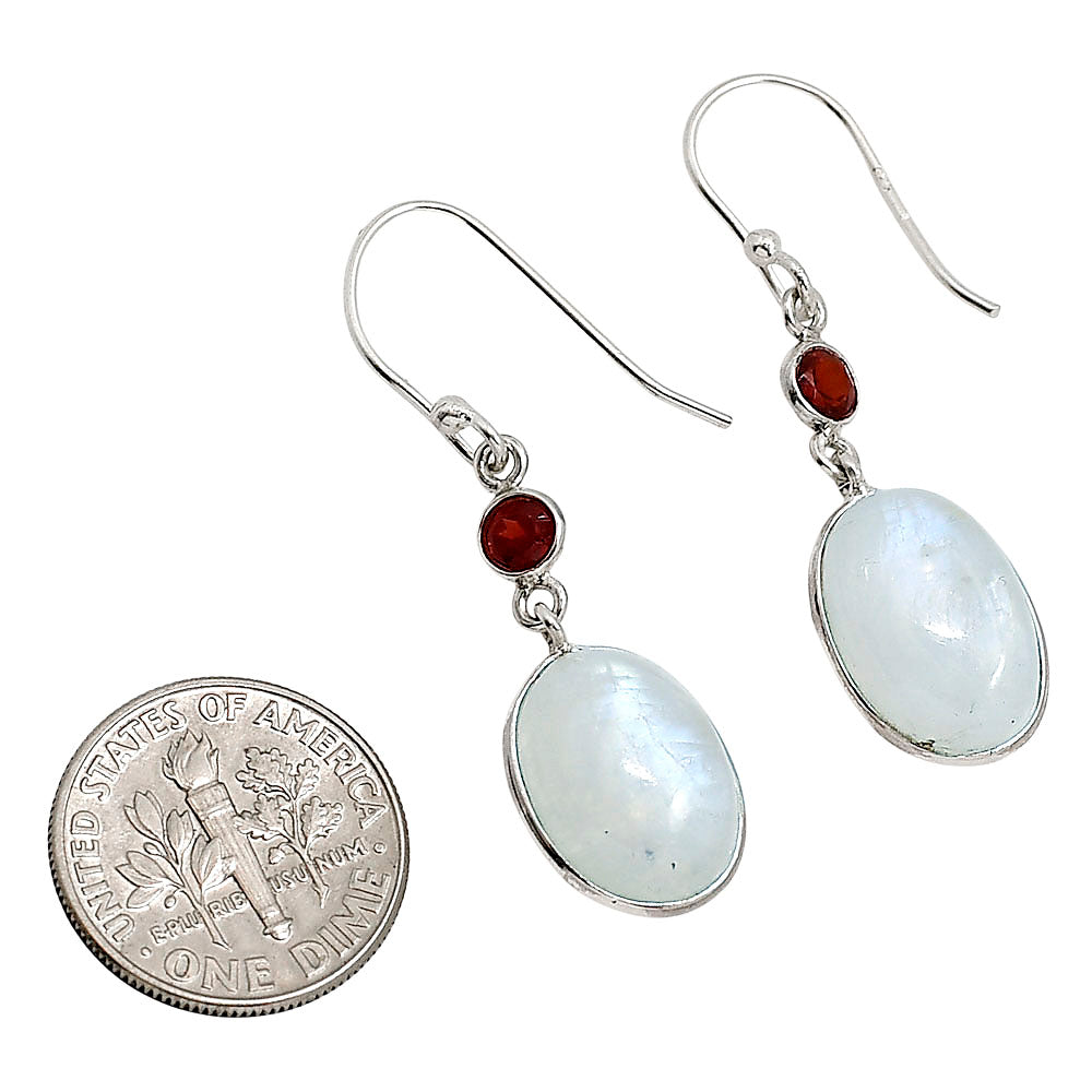 Rainbow Moonstone and Garnet Earrings E-1002 SDE91621