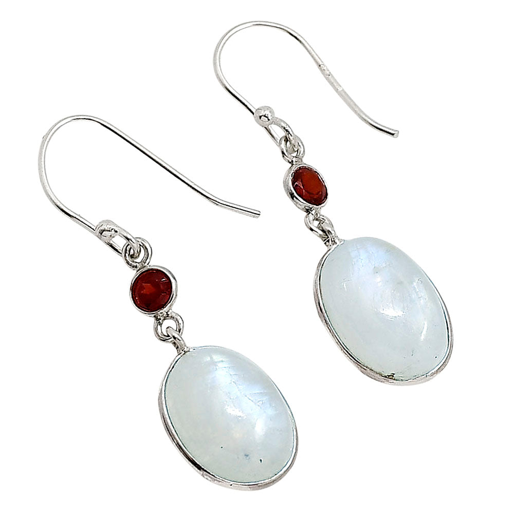 Rainbow Moonstone and Garnet Earrings E-1002 SDE91621