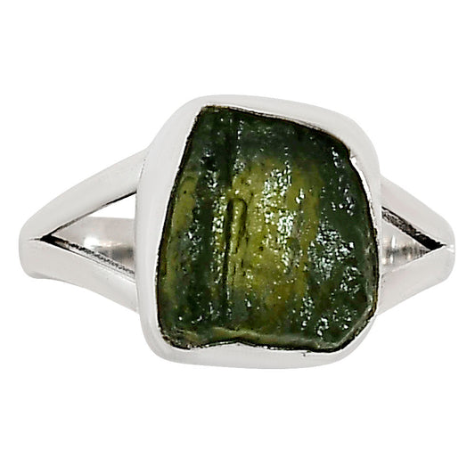 Genuine Czech Moldavite Rough Ring size-7 R-1002 SDR252198