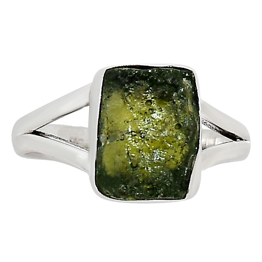 Genuine Czech Moldavite Rough Ring size-7.5 R-1002 SDR252231