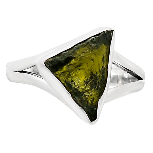 Genuine Czech Moldavite Rough Ring size-7.5 R-1002 SDR252258