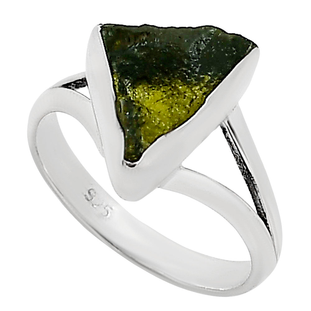 Genuine Czech Moldavite Rough Ring size-7.5 R-1002 SDR252258