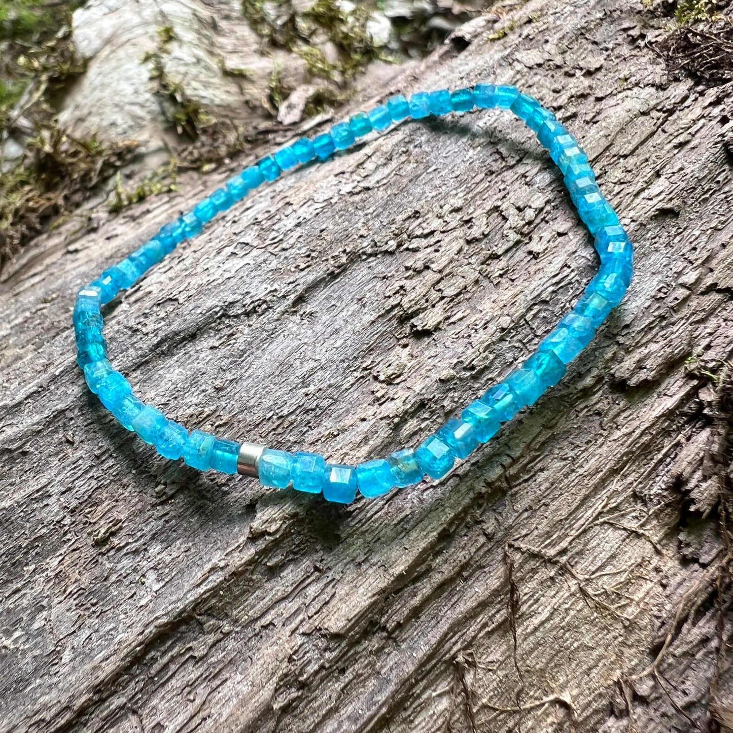 Blue Apatite Cube Bracelet - Subtle Radiance Collection