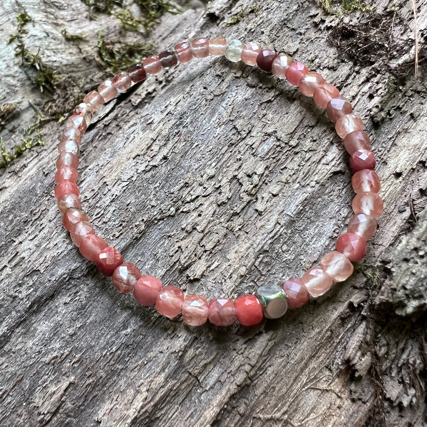 Red Lazasine Cube Bracelet - Subtle Radiance Collection