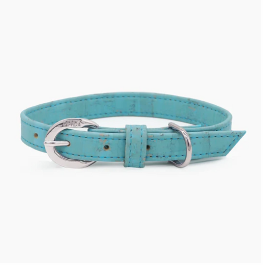 Sky Blue Cork Leather Collar