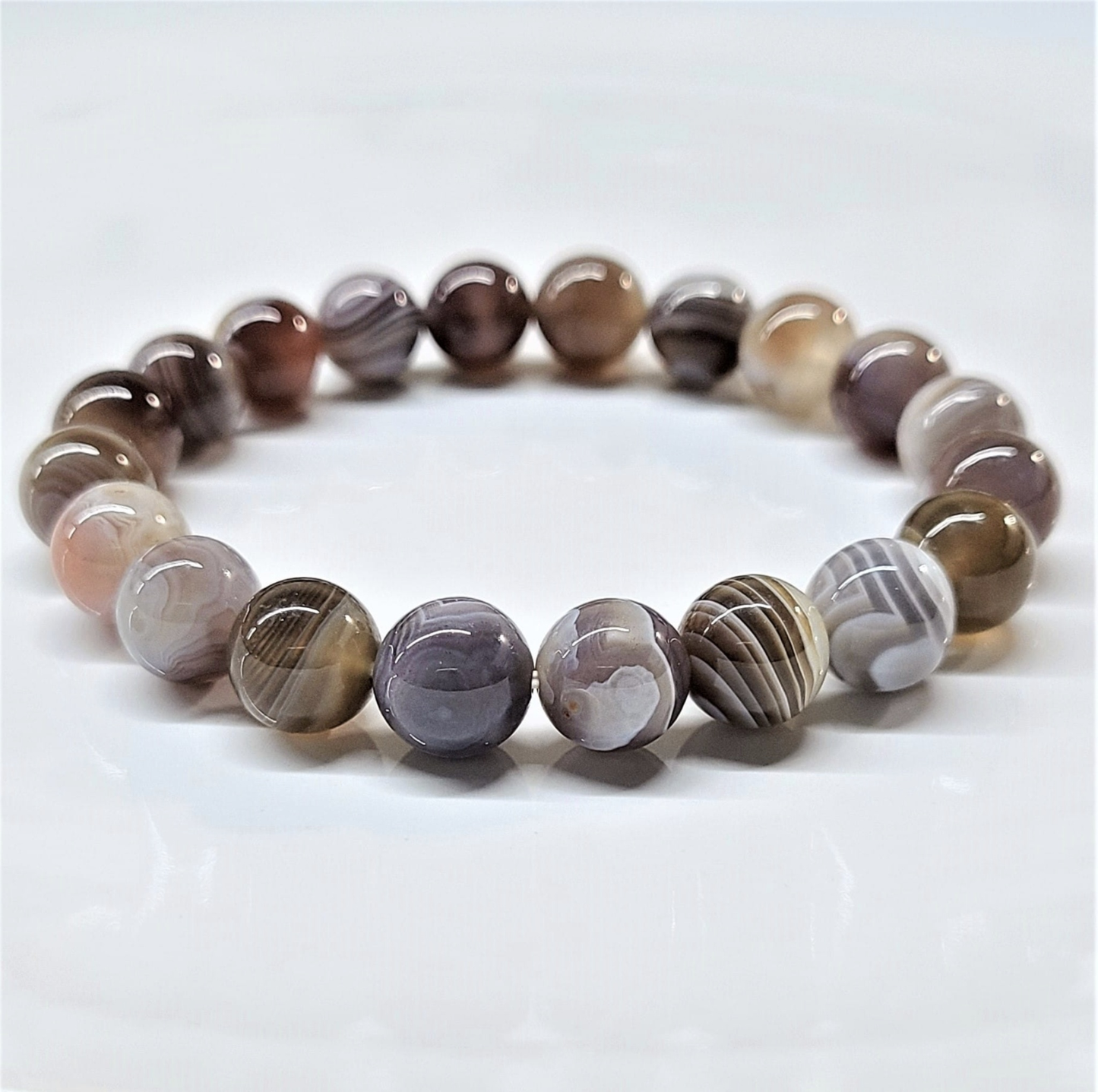 Botswana Agate Round Bead Bracelet - Spirit Lifter