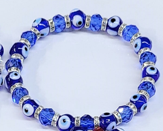 Evil Eye Blue Bead Stackable Bracelet