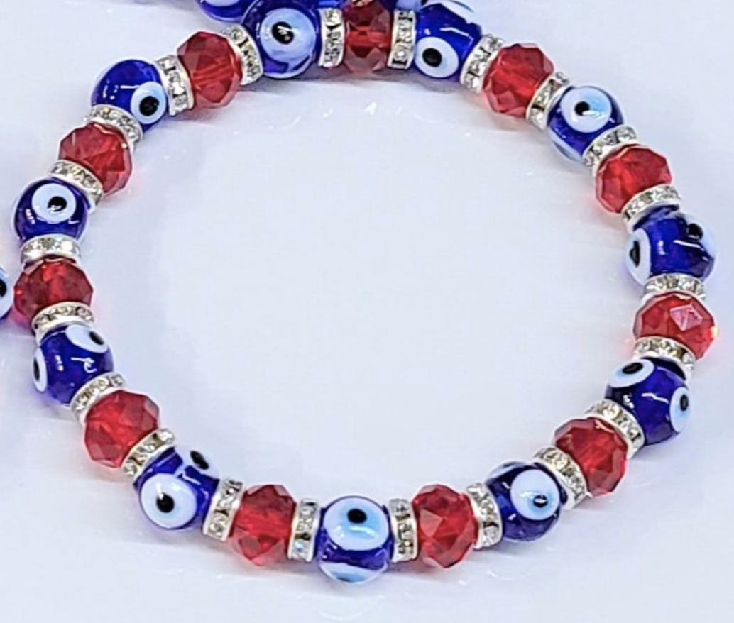 Evil Eye Red Bead Stackable Bracelet