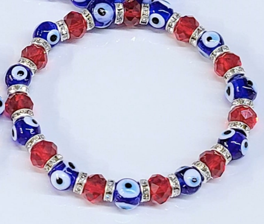 Evil Eye Red Bead Stackable Bracelet
